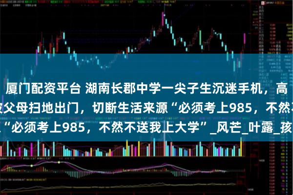 厦门配资平台 湖南长郡中学一尖子生沉迷手机，高考物理类考575分，被父母扫地出门，切断生活来源“必须考上985，不然不送我上大学”_风芒_叶露_孩子